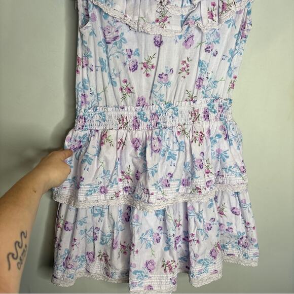 Love Shack Fancy X Target Lou Purple Floral Tiered Ruffled Mini Dress - Picture 6 of 8
